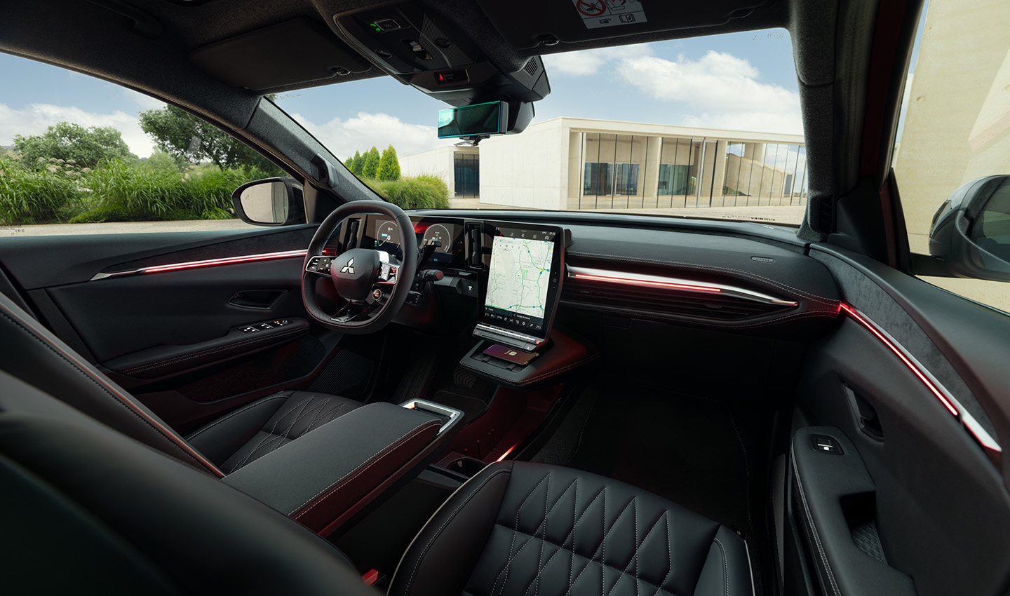 Interiör framsäte, touchskärm
